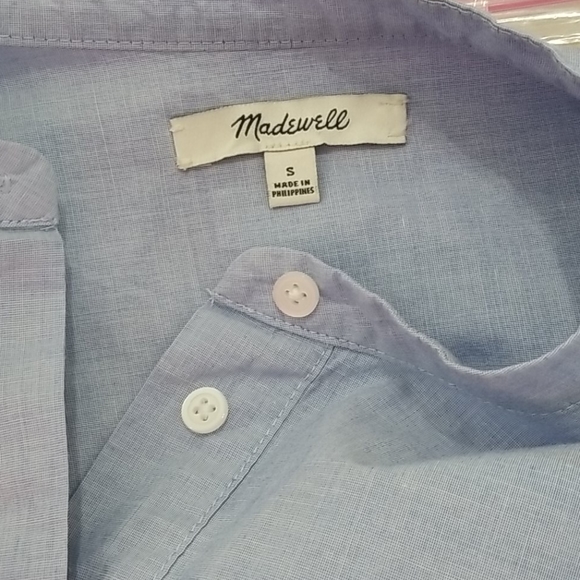 Madewell Blue Chambray Peplum Blouse - Picture 4 of 9